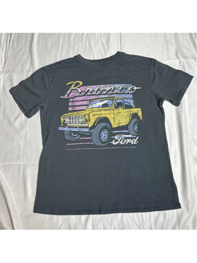 Girls Ford Bronco Graphic T-Shirt Size 10/12 Gray Yellow